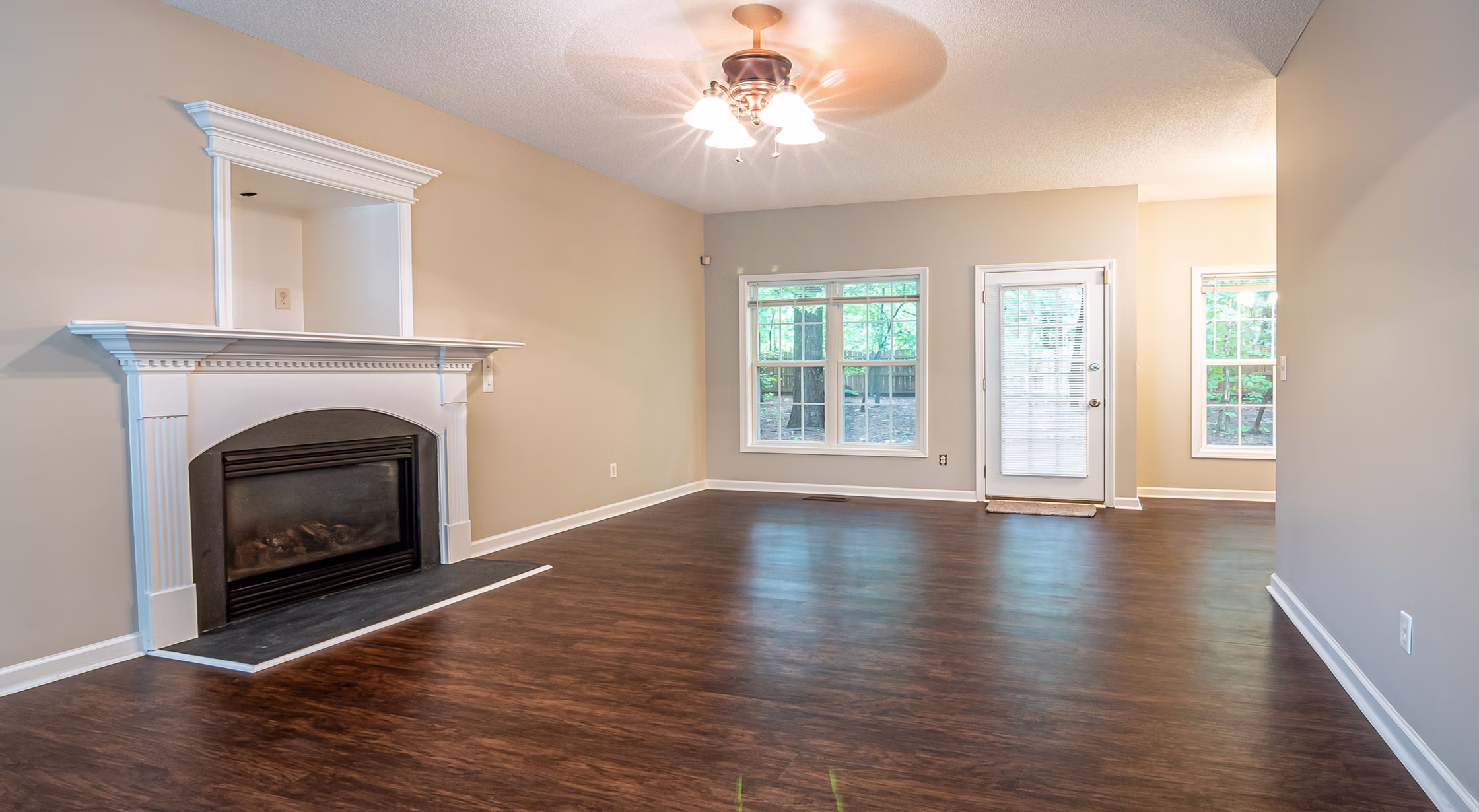 Empty living room inside a vacant San Antonio house being prepared for sale